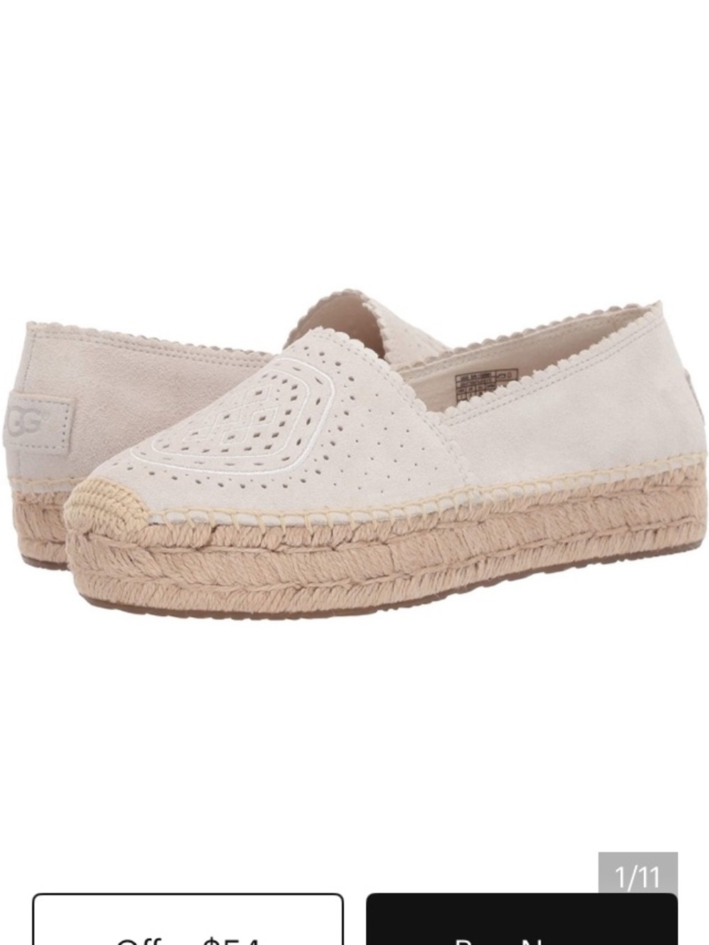 UGG Cream Suede Perforated Espadrille